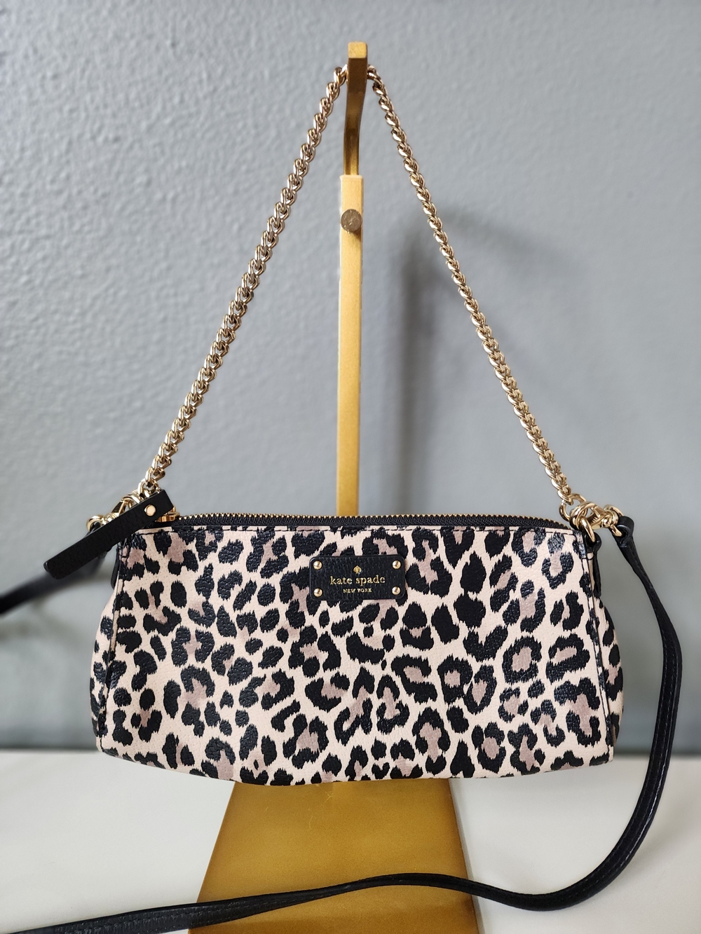Kate Spade Grove Street Jane Leopard Print Leather Crossbody Shoulder Bag